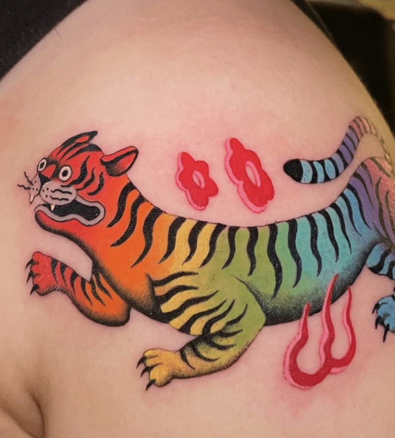 Rainbow Tiger Tattoo