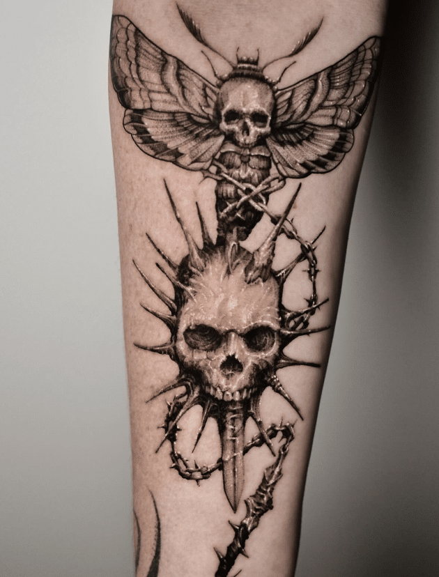 Skull Tattoo On Forearm
