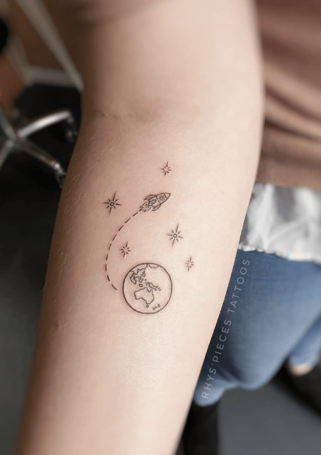 Spaceship Forearm Tattoo