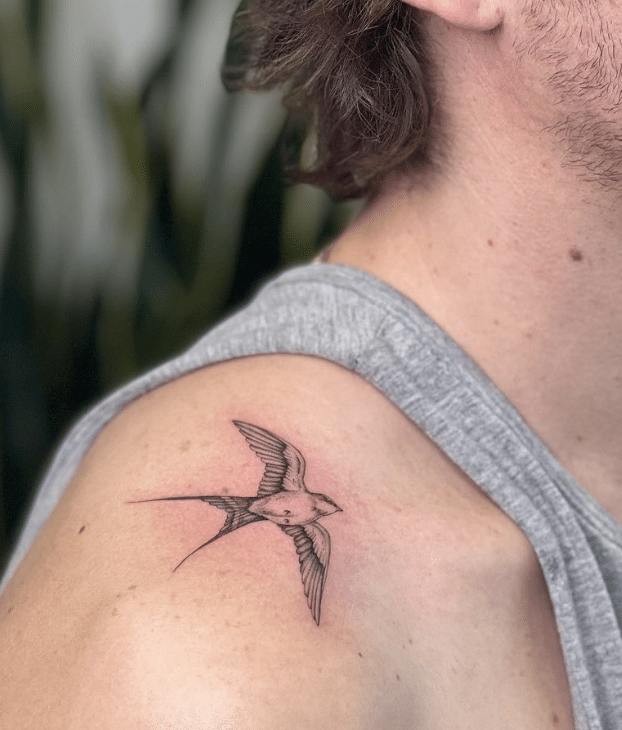 Sparrow Shoulder Tattoo