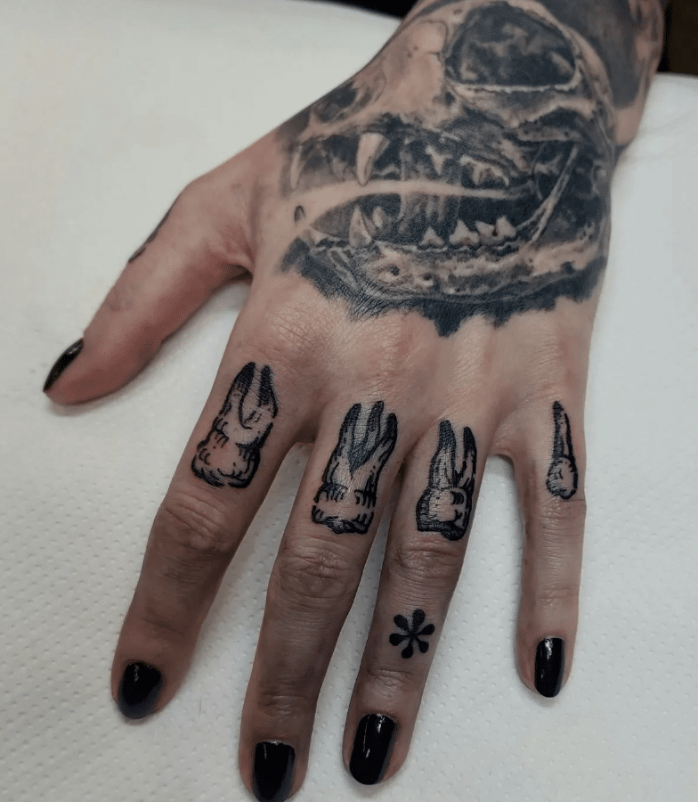 Teeth Finger Tattoo