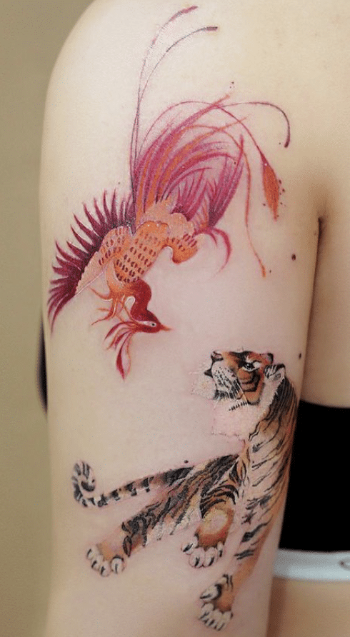 Tiger And Phoenix Tattoo