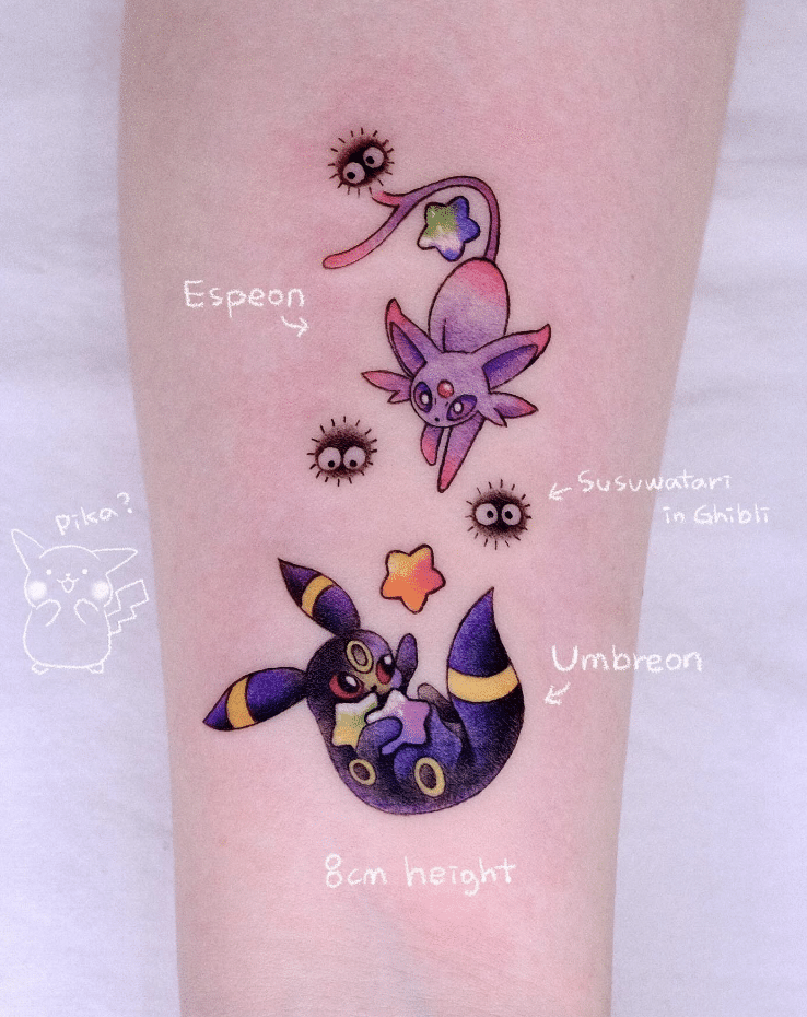 Umbreon and Espeon Pokemon Tattoo