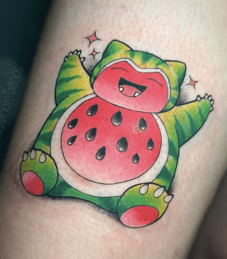 Watermelon Snorlax Pokemon Tattoo