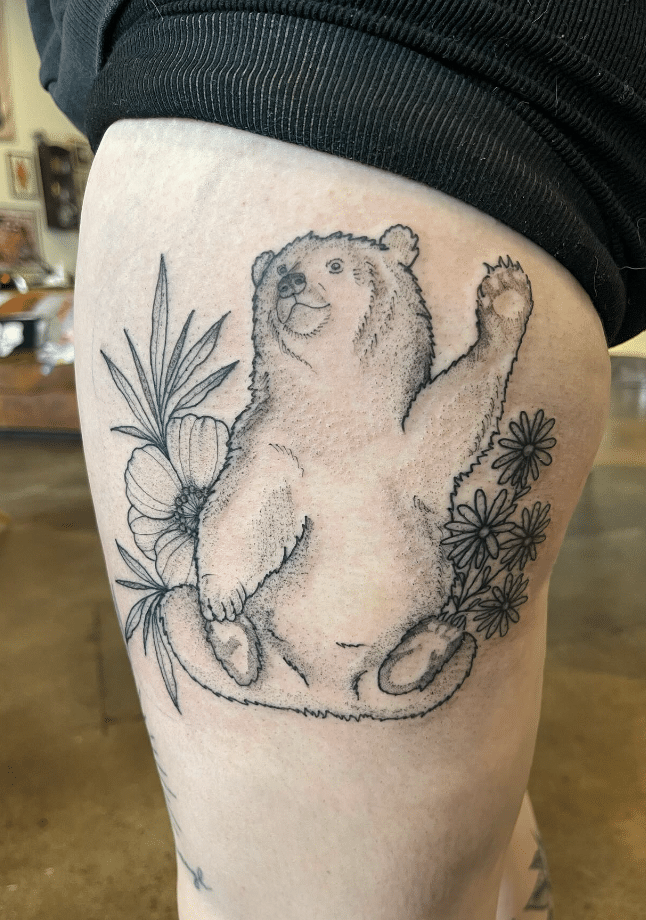 Waving Bear Tattoo