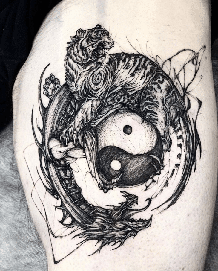 Yin-Yang Dragon Tiger Tattoo