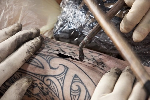 handpoked Polynesian tattoo