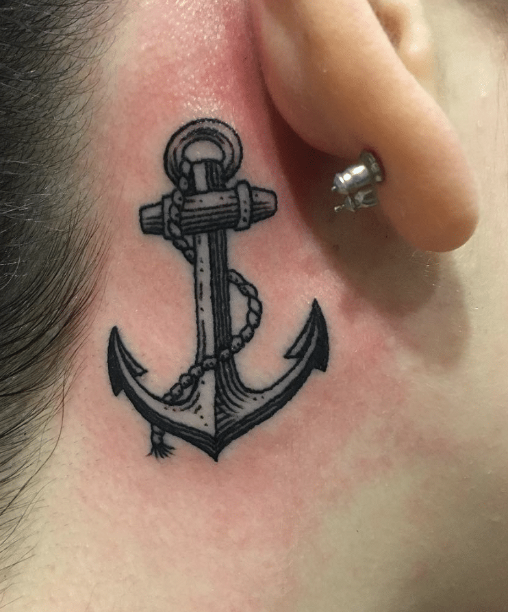 Anchor Ear Tattoo