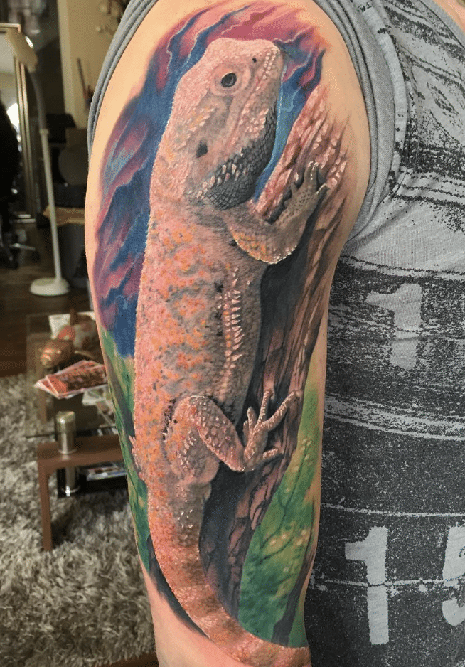 Bearded Dragon Tattoo On Arm