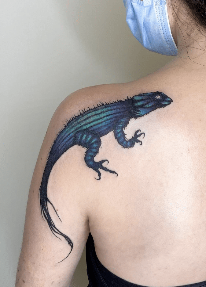 Bearded Dragon Tattoo On Shoulder