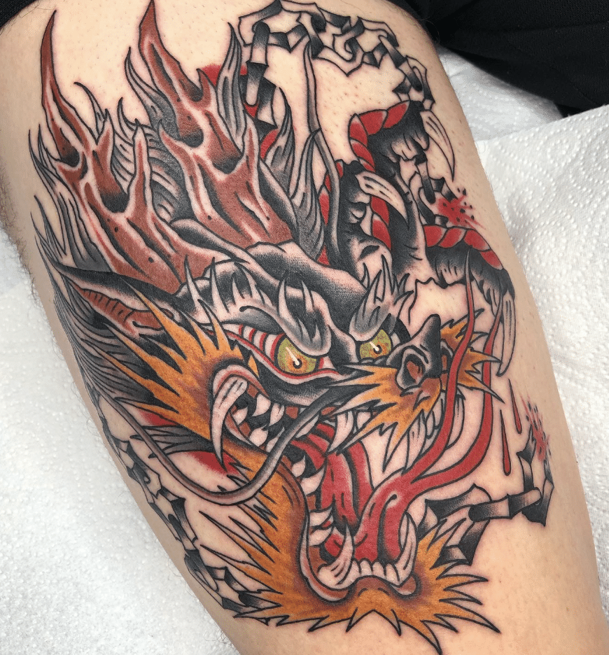 Black Dragon Head Tattoo