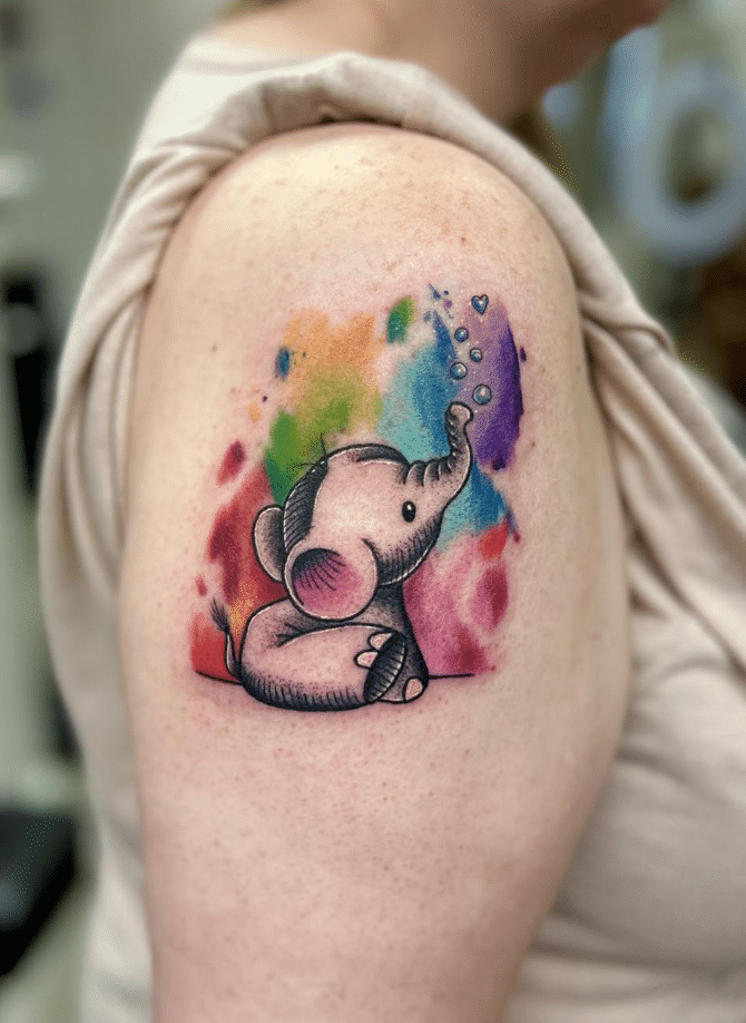 Bubble Elephant Tattoo