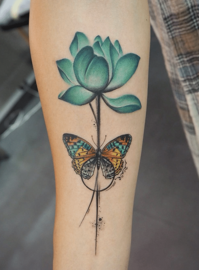 Butterfly Lotus Tattoo