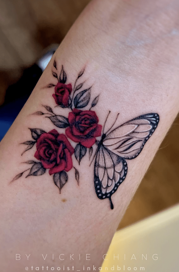 Butterfly Rose Tattoo
