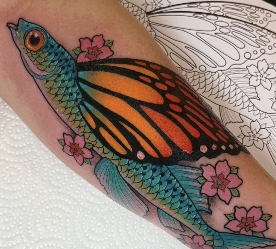 Butterfly Wings Fish Tattoo