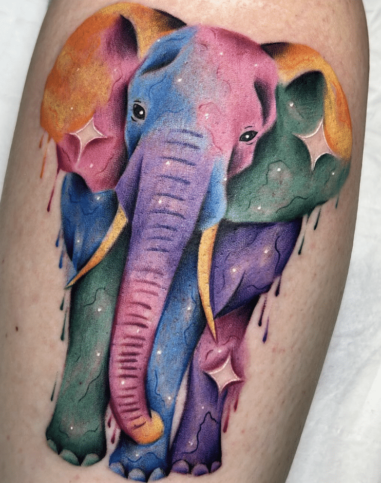 Colourful Elephant Tattoo