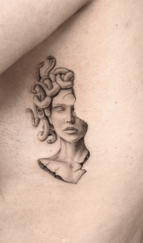 Cracked Medusa Bust Tattoo