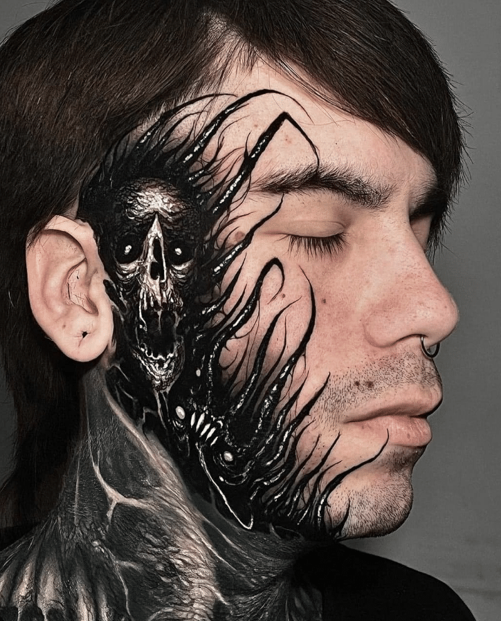 Creepy Face Tattoo