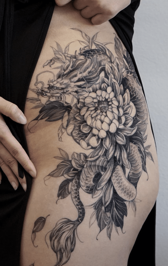 Dragon And Chrysanthemum Tattoo