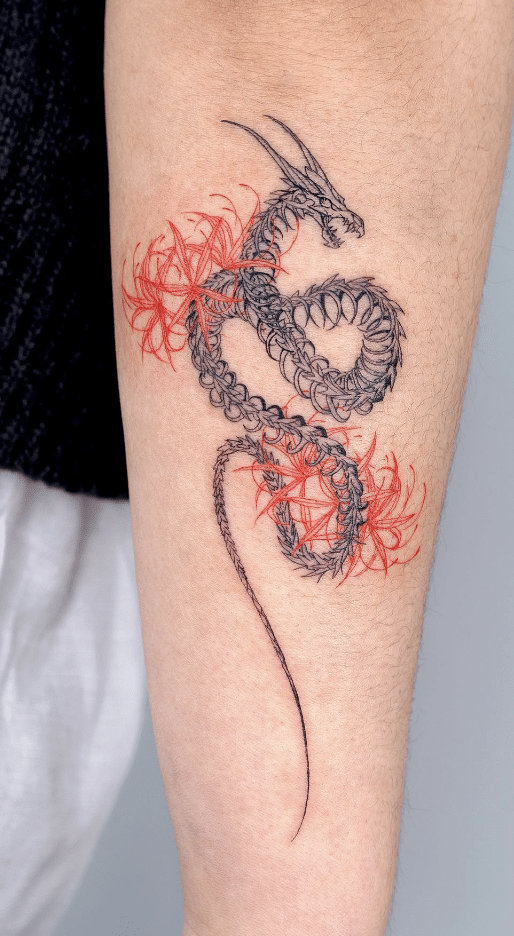 Dragon And Spider Lily Tattoo