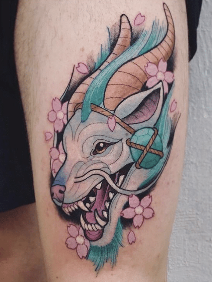 Dragon Flower Head Tattoo