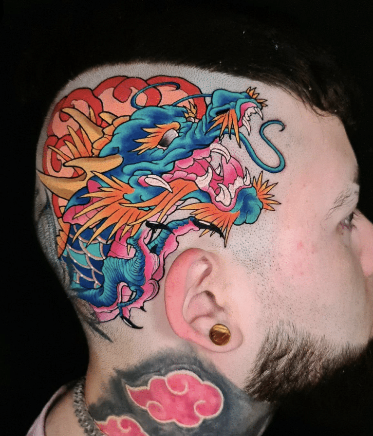 Dragon Head Tattoo On Head