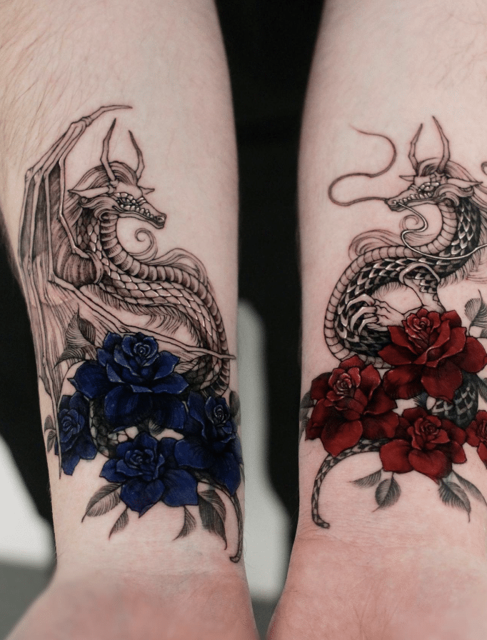 Dragon Rose Tattoo Idea