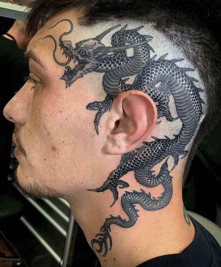 Dragon Tattoo On Face