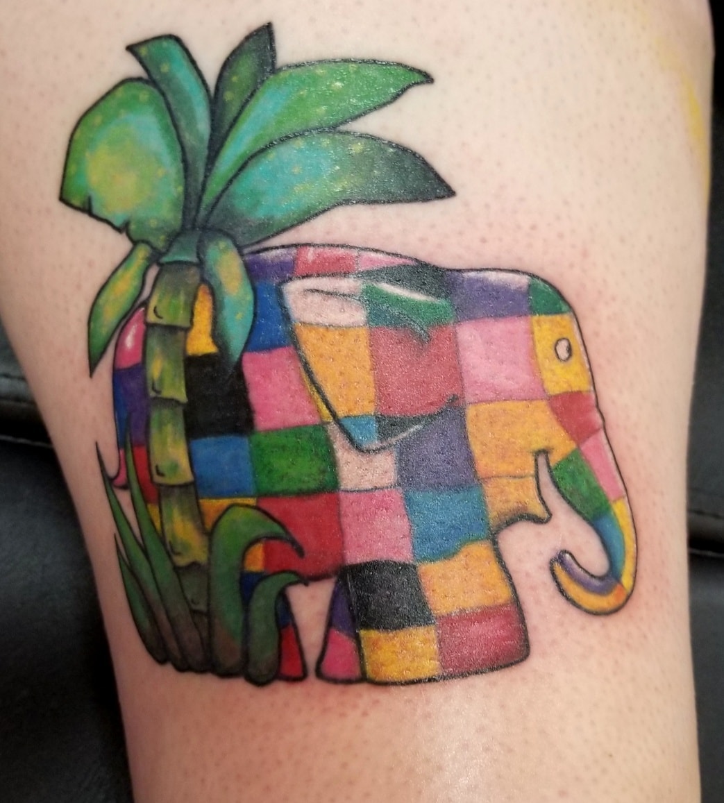 Elmer The Patchwork Elephant Tattoo