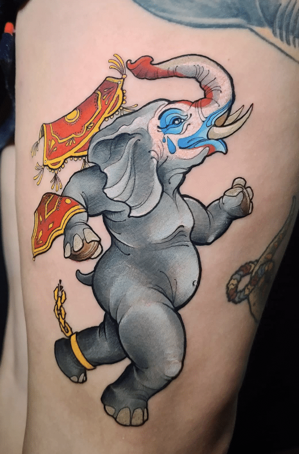 Escaped Circus Elephant Tattoo