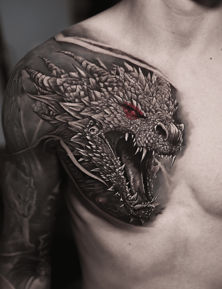 European Dragon Head Tattoo