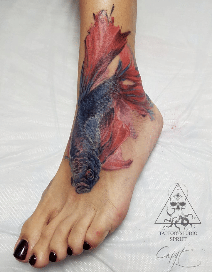 Fish Tattoo Design On Foot