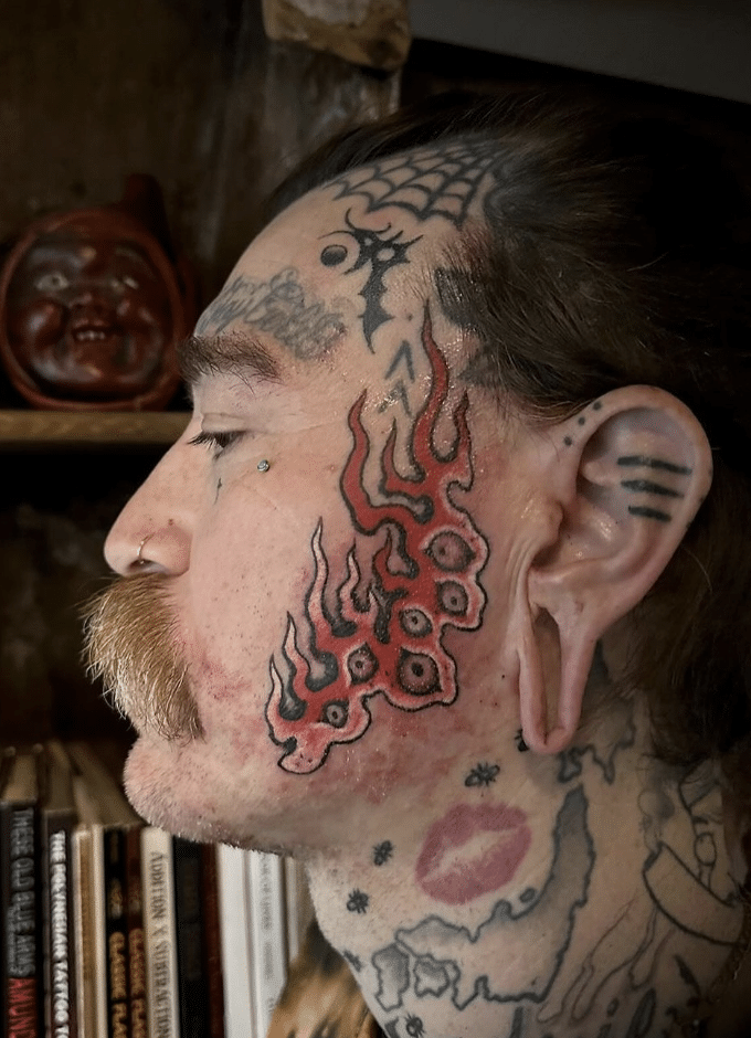 Flame Face Tattoo