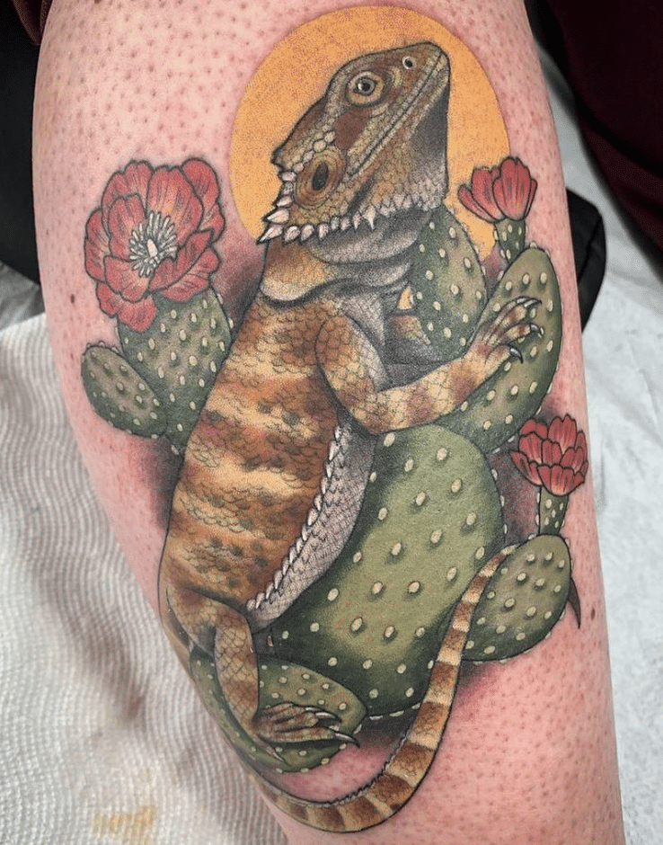 Floral Bearded Dragon Tattoo