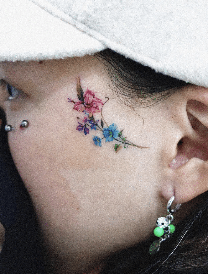 Flower Face Tattoo