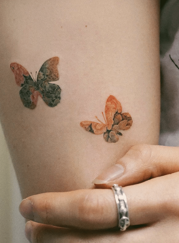 Flower Pattern Butterfly Tattoo