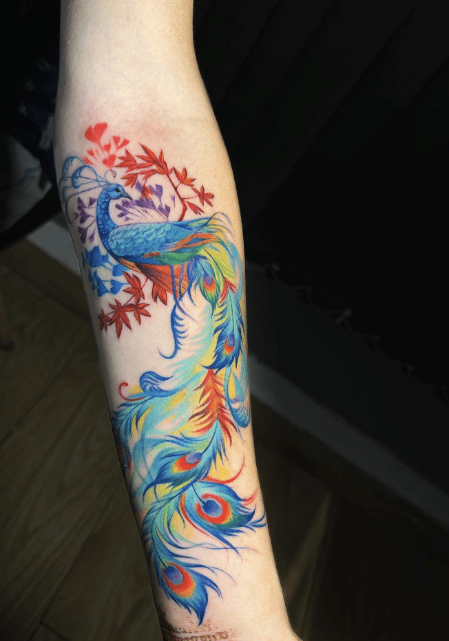 Forearm Peacock Tattoo