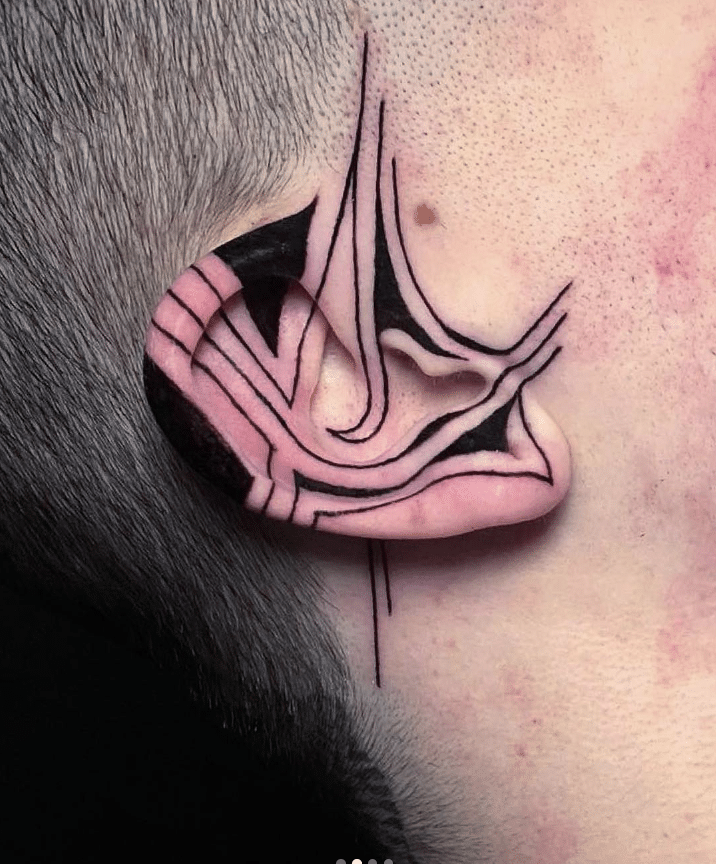 Geometric Ear Tattoo Idea