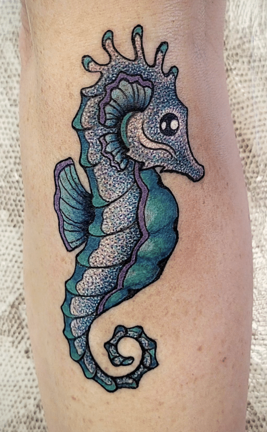 Glitter Seahorse Tattoo