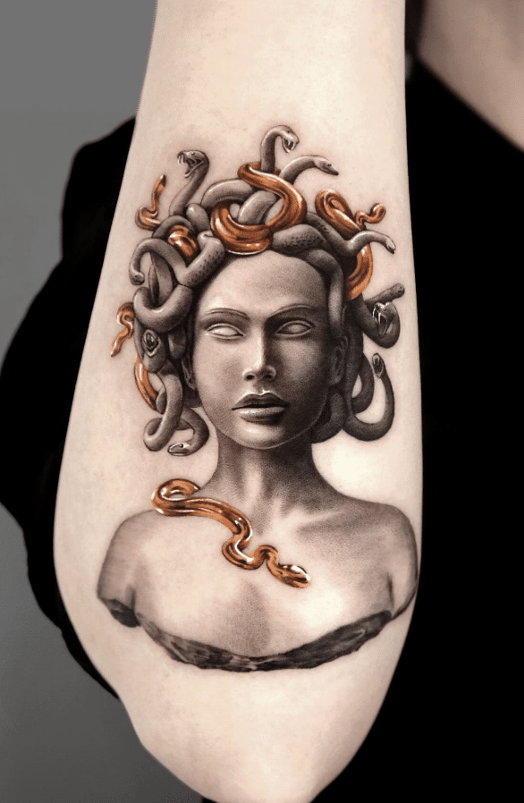 Gold Medusa Tattoo