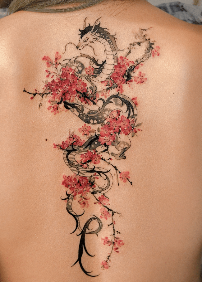 Haku Dragon Flower Tattoo
