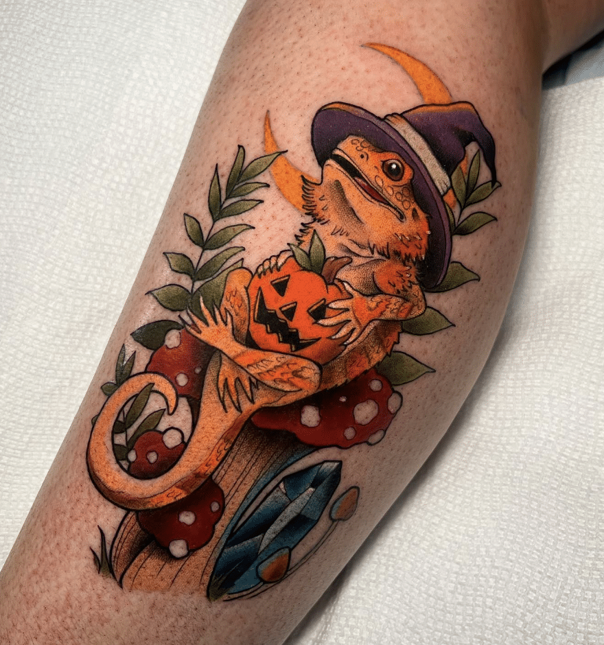 Halloween Bearded Dragon Tattoo