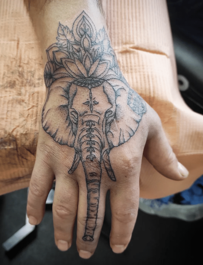 Hand Elephant Tattoo