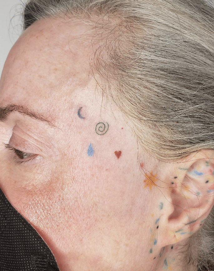 Hand Poke Tattoo On Face