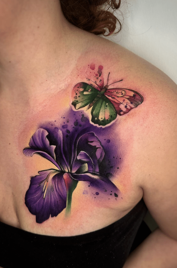 Iris Butterfly Tattoo