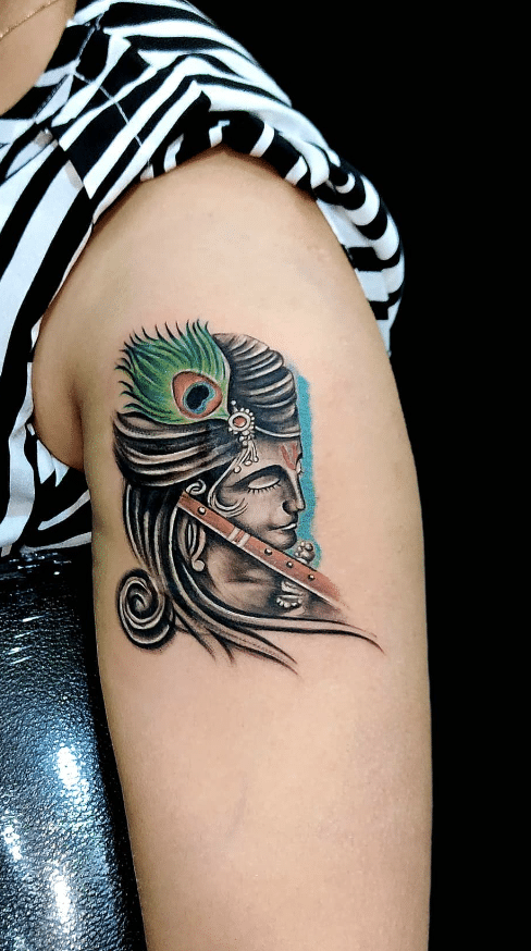 Krishna Peacock Tattoo