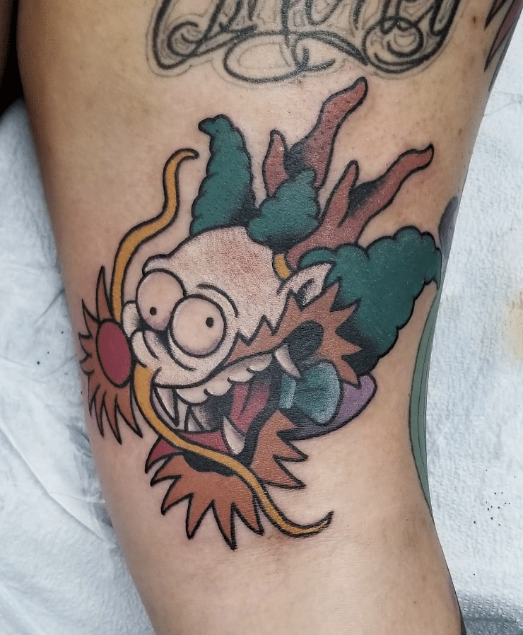 Krusty The Clown Dragon Head Tattoo