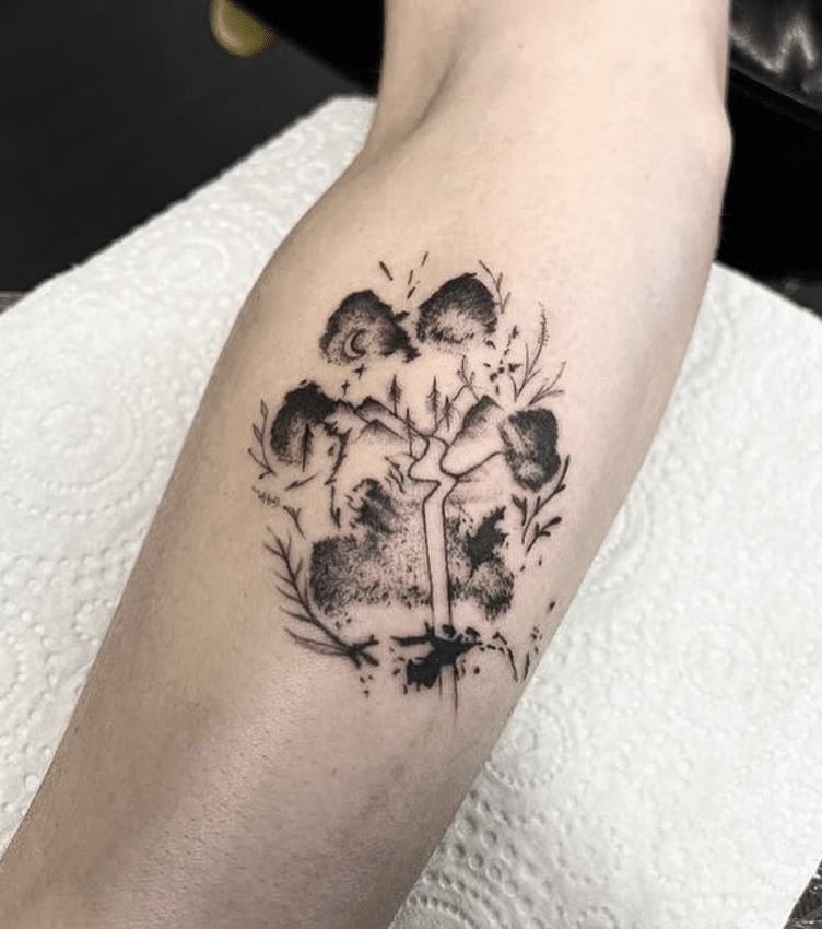 Landscape Paw Print Tattoo