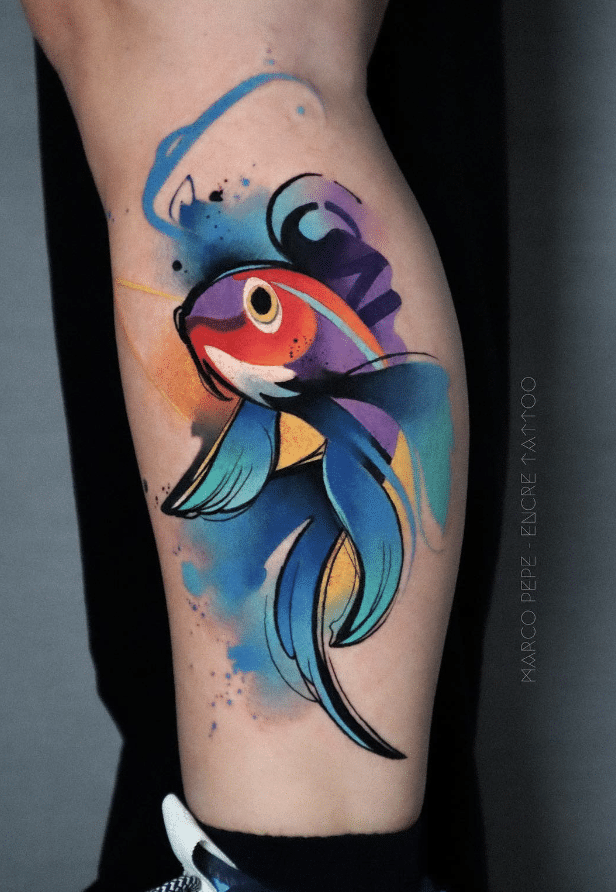 Leg Fish Tattoo Design