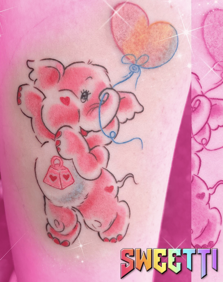 Lotsa Heart Elephant Tattoo